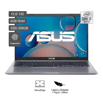 Tottus Laptop asus x515ja-br3853w intel® core™ i3-1005g1 processor windows 11 home ddr4 8gb 256gb 15.6" oferta