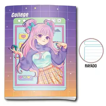 Tottus Cuaderno 80 hojas rayado diseno mujer college oferta