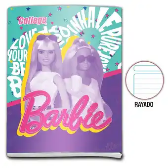 Tottus Cuaderno 80 hojas rayado barbie college oferta