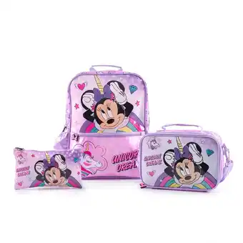 Tottus Set mochila + lonchera + cartuchera minnie mouse oferta