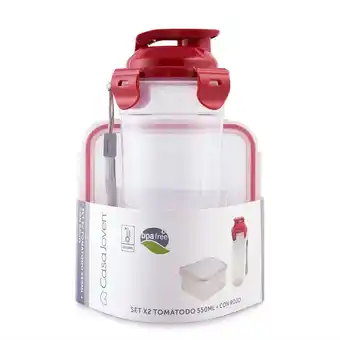 Tottus Set escolar x2 tomatodo 550 ml + contenedor rojo oferta