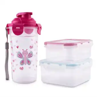 Tottus Set escolar tomatodo mini + 2 contenedores mariposa oferta