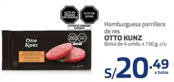 Makro Otto Kunz Hamburguesa Parillera de Res 4 Unids x 150g c/u oferta