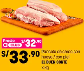 Plaza Vea El Buen Corte Panceta de Cerdo con Hueso/con Piel oferta