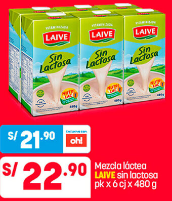 Plaza Vea Laive Mexcla Láctea sin Lactosa 6cj x 480g oferta