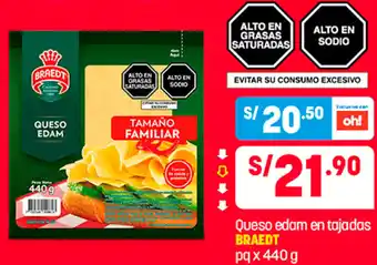 Plaza Vea Braedt Queso Edam Tajadas 440g oferta