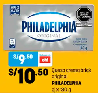 Plaza Vea Philadelphia Queso Crema Brick Original 180g oferta