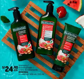 Plaza Vea Bioherbal Shampoo/Acondicionador/ Crema de Tratamiento 400ml/400ml/250ml oferta