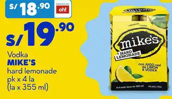 Plaza Vea Vodka Mike's Hard Lemonade 4La x 355ml oferta