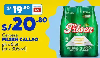 Plaza Vea Cerveza Pilsen Callao 6bt x 305ml oferta