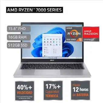 Hiraoka Laptop acer aspire 3 a315-24p-r1ld 15.6" amd ryzen 5 7520u 512gb ssd 16gb ram oferta