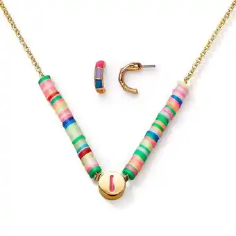 Ésika Estuche collar + aretes colorful letter i oferta