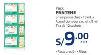 Makro Pantene Shampoo Sachet x 18ml + Acondicionador Sachet 9ml Tira de 12 Sachets oferta