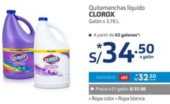 Makro Clorox Quitamanchas Líquido 3,78L oferta