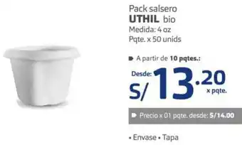Makro Uthil Bio Pack Salsero 4 oz x 50 Unids oferta