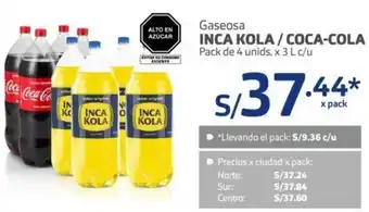 Makro Inca Kola/Coca-Cola Gaseosa 3L oferta