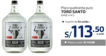 Makro Toro Santo Pisco Quebranta Puro 4L oferta