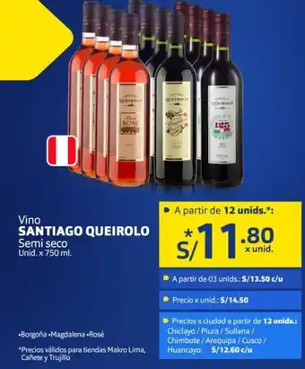 Makro Santiago Queirolo Vino Semi Seco 750ml oferta