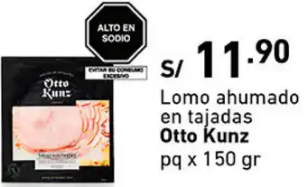 Plaza Vea Otto Kunz Lomo Ahumado en Tajadas 150g oferta