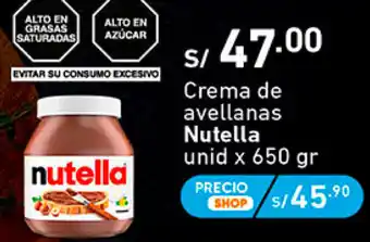 Plaza Vea Nutella Crema de Avellanas 650g oferta