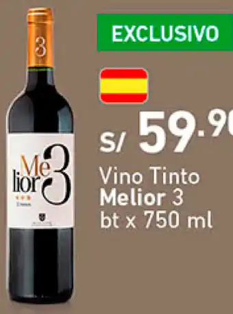 Plaza Vea Melior 3 Vino Tinto 750ml oferta