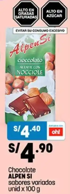 Plaza Vea Alpen Si Chocolate Sabores Variados 100g oferta