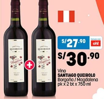 Plaza Vea Vino Santiago Queirolo Borgoña/Magdalena 2x750ml oferta
