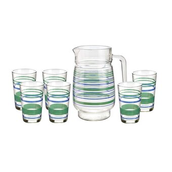 Tottus Juego 7 pzas jarra 1.5 l + 6 vasos 225 ml pu oferta