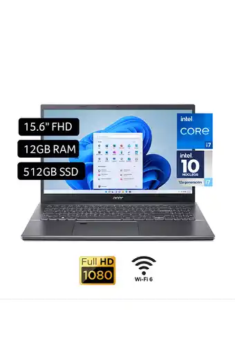 Tiendas EFE Laptop acer aspire 5 15.6" intel core i7 1255u 12gb 512gb ssd oferta
