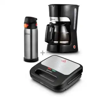 Hiraoka Cafetera miray cm-838 12 tazas + sandwichera 3 en 1 miray sm-70 + termo miray tm-a65p oferta
