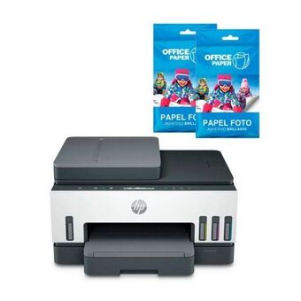 Hiraoka Impresora multifuncional hp smart tank 750 + 2 x papel foto adhesivo brillante 120g x 25 hojas jumbo oferta