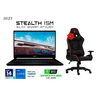 Hiraoka Laptop gamer msi stealth 15m b12ue 15.6" intel core i7-1280p 1tb ssd 16gb ram rtx 3060 + silla gamer argom tech arg-ch-9010bk oferta