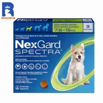 Maestro Antipulgas para perro nexgard spectra 7.6 a 15 kg x3 abletas oferta