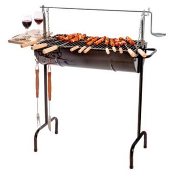 Maestro Parrilla a carbón rectangular 1/2 tambor 130x180x38cm + bandeja lateral oferta