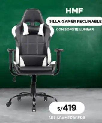 HMF Silla Gamer Reclinable con Sopote Lumbar