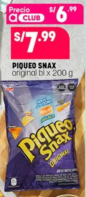 Plaza Vea Piqueo Snax original x 200g oferta