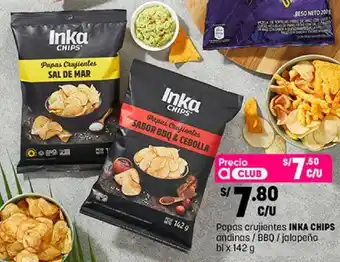 Plaza Vea Papas Crujientes Inka Chips andinas / BBQ / jalapeño x 142g oferta