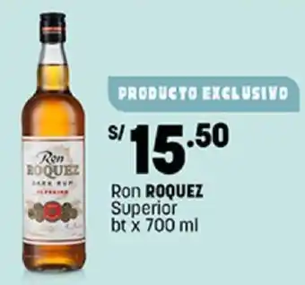 Plaza Vea Ron Roquez Superior bt x 700ml oferta
