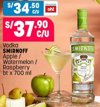 Plaza Vea Vodka Smirnoff Apple / Watermelon / Raspberry bt x 700ml oferta