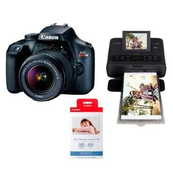 Hiraoka Cámara digital canon rebel t100 1855dc 18mp + impresora de fotos canon selphy cp-1300 + pack de tinta y papel fotográfico can oferta