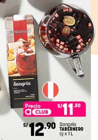 Plaza Vea Sangría Tabernero cj x 1L oferta