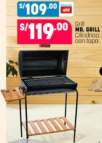 Plaza Vea Grill Cilindrica con Tapa Mr. Grill oferta