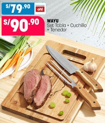 Plaza Vea Wayu Set Tabla + Cuchillo + Tenedor oferta