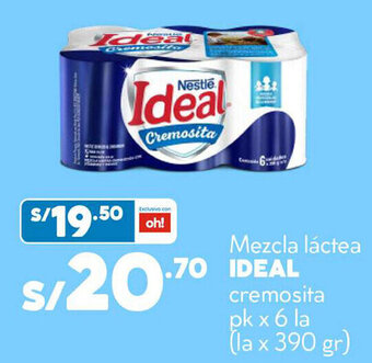 Plaza Vea Mezcla Láctea Ideal Cremosita pk x 6 la x 390g oferta