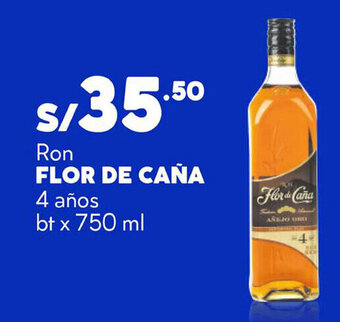 Plaza Vea Ron Flor de Caña 4 años bt x 750ml oferta
