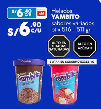 Plaza Vea Helados Yambito sabores variados pt x 516-511g oferta