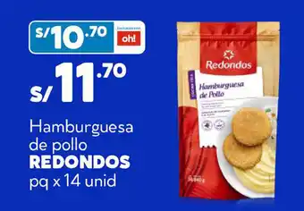 Plaza Vea Hamburguesa de Pollo Redondos pq x 14 unid oferta