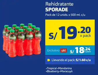 Plaza Vea Rehidratante Sporade pack de 12 unids x 500ml oferta