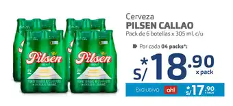 Plaza Vea Cerveza Pilsen Callao pack de 6 botellas x 305 ml oferta