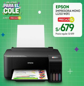 Tottus Epson Impresora Mono L1250 Wifi oferta